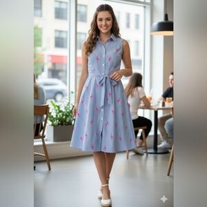 Elegant Blue and Pink Floral Midi Dress